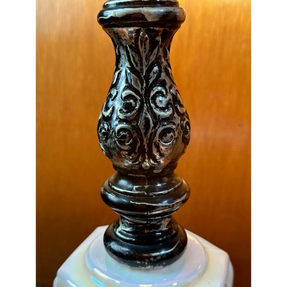 Vintage Iridescent Glass Lamp with Raised Accents - Picture 6 of 10